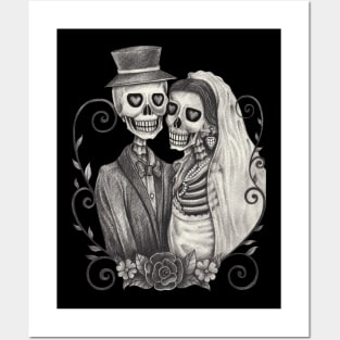 Skeletons loves couple wedding. Posters and Art